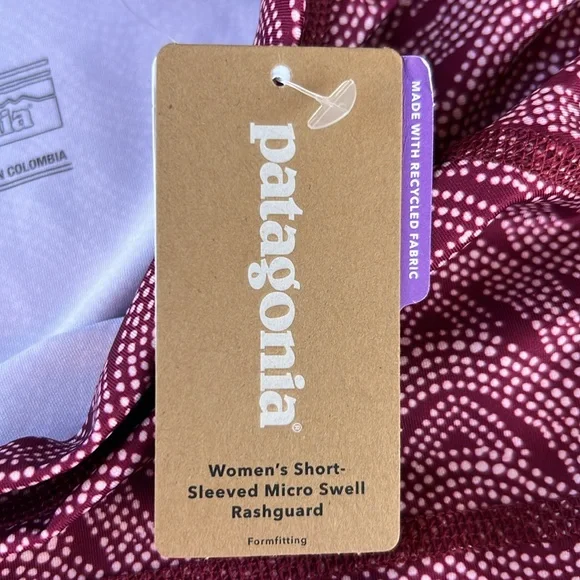 NWT Patagonia Micro Swell Rashguard Bluff River Arrow Red Short Sleeve Size Med - Picture 6 of 10